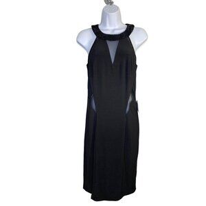 Xscape Womens Halter Sleeveless‎ Black Side Semi Sheer Dress Size 8